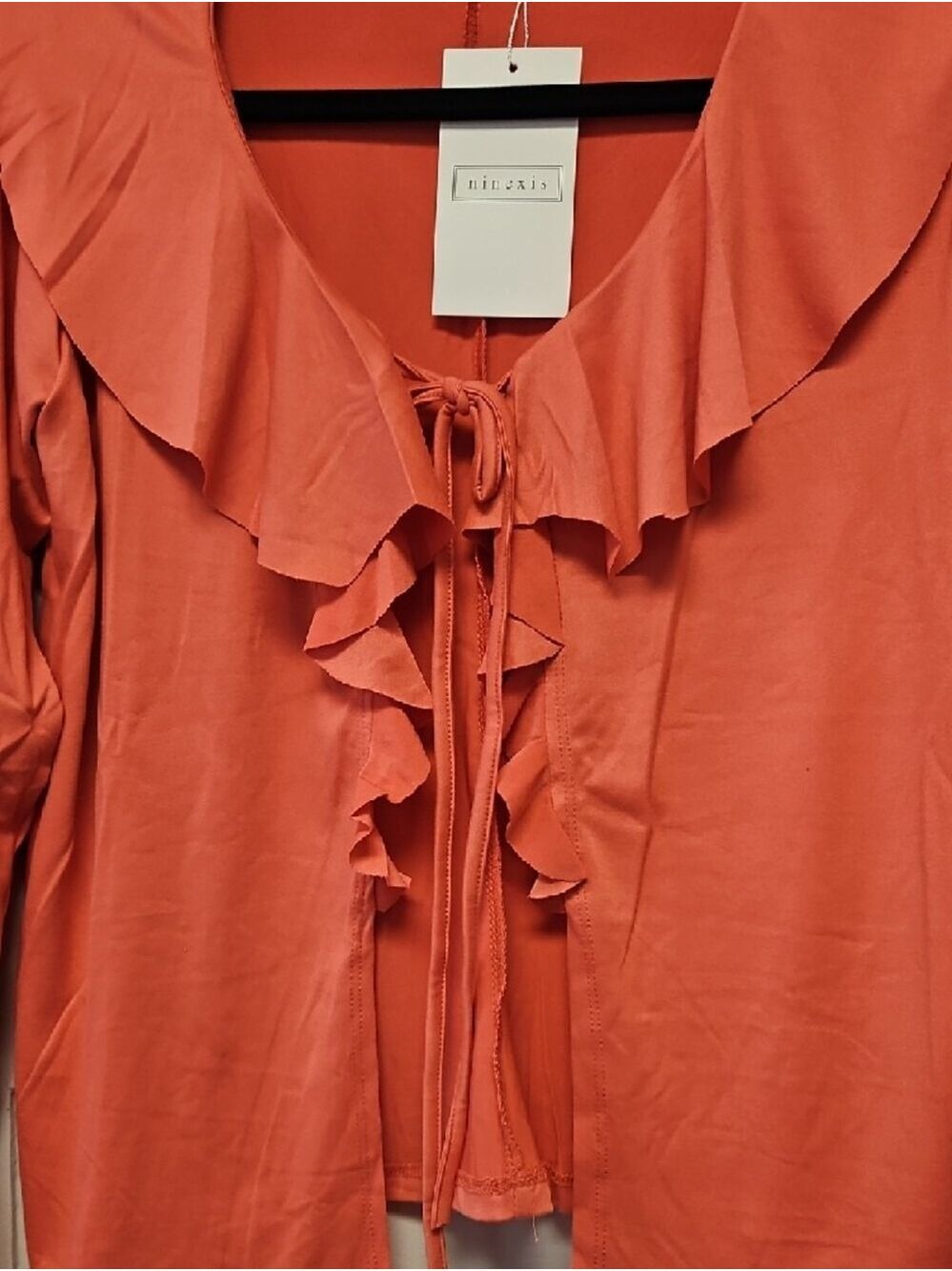 Ninexis Coral Ruffle Tie-Front Women's Top - Picture 3 of 7